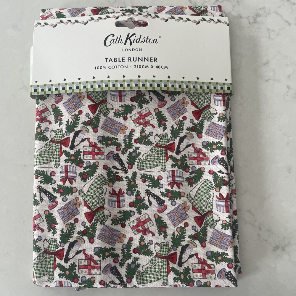 Cath Kidston CK Christmas Ditsy Fabric Whimsical Christmas Table Runner‎ NEW